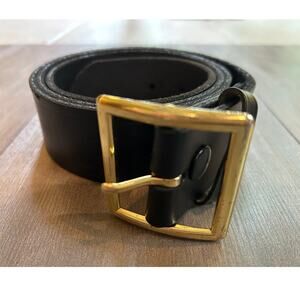 Boston US Postal Approved Belt Black Leather Gold Tone Buckle Size 46